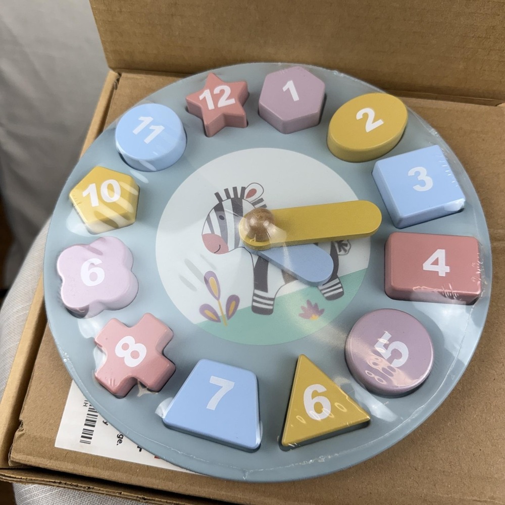 Toys By Cooper Montessori Shape Sorter Nordic Clock Zebra 18m+ Pastel Toy Puzzle